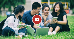 Chinese university students on college campus